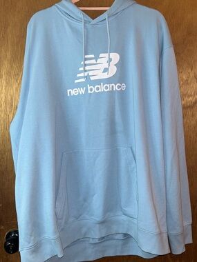 New Balance Essentials Stacked Logo Hoodie | Baby Blue | Size 2XL 🩵
